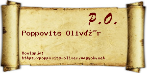 Poppovits Olivér névjegykártya
